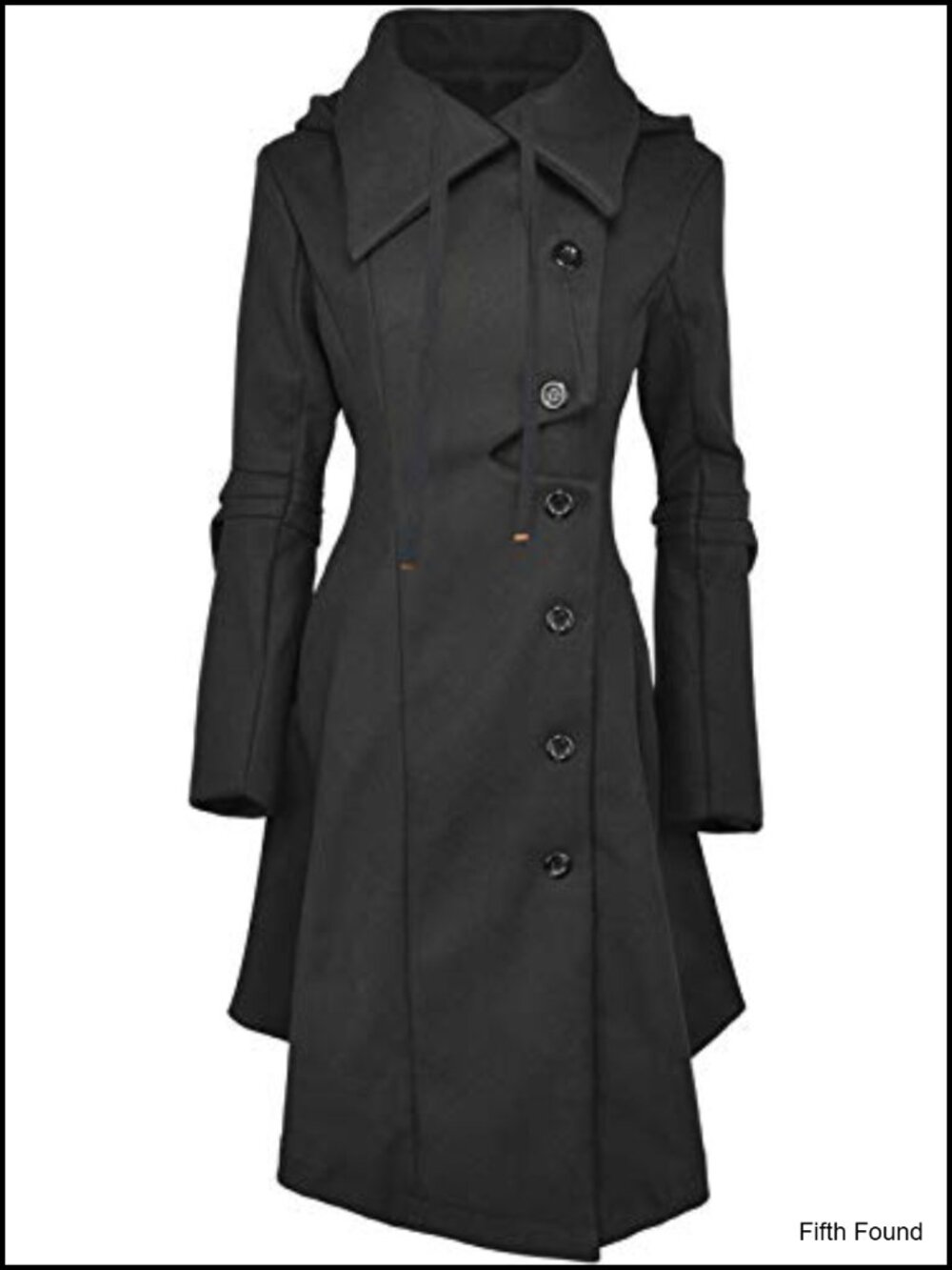 Gothic Trench Pea Coat Women's Winter Steampunk Long Overcoat with Hood